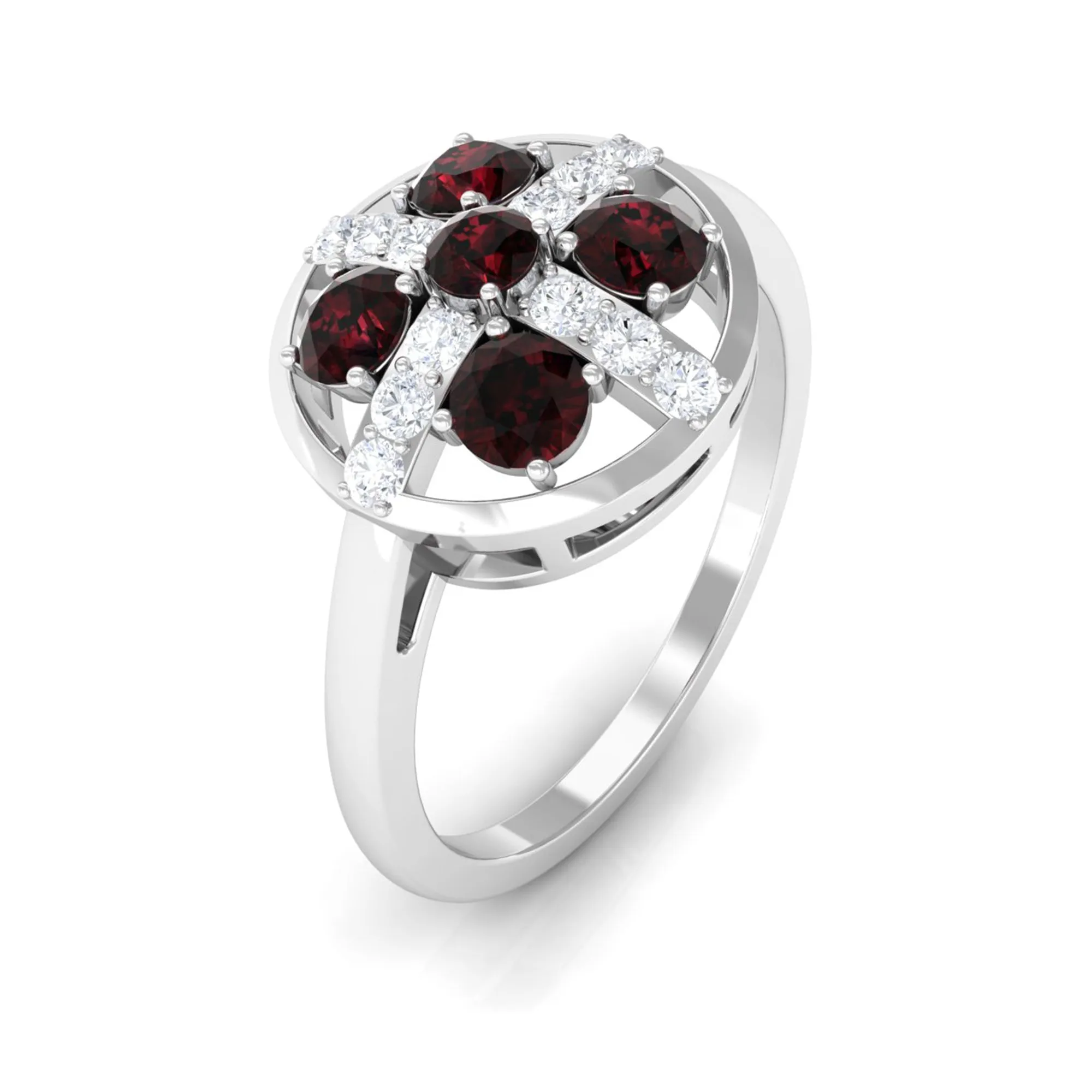 1 Carat Contemporary Garnet and Diamond Promise Ring
