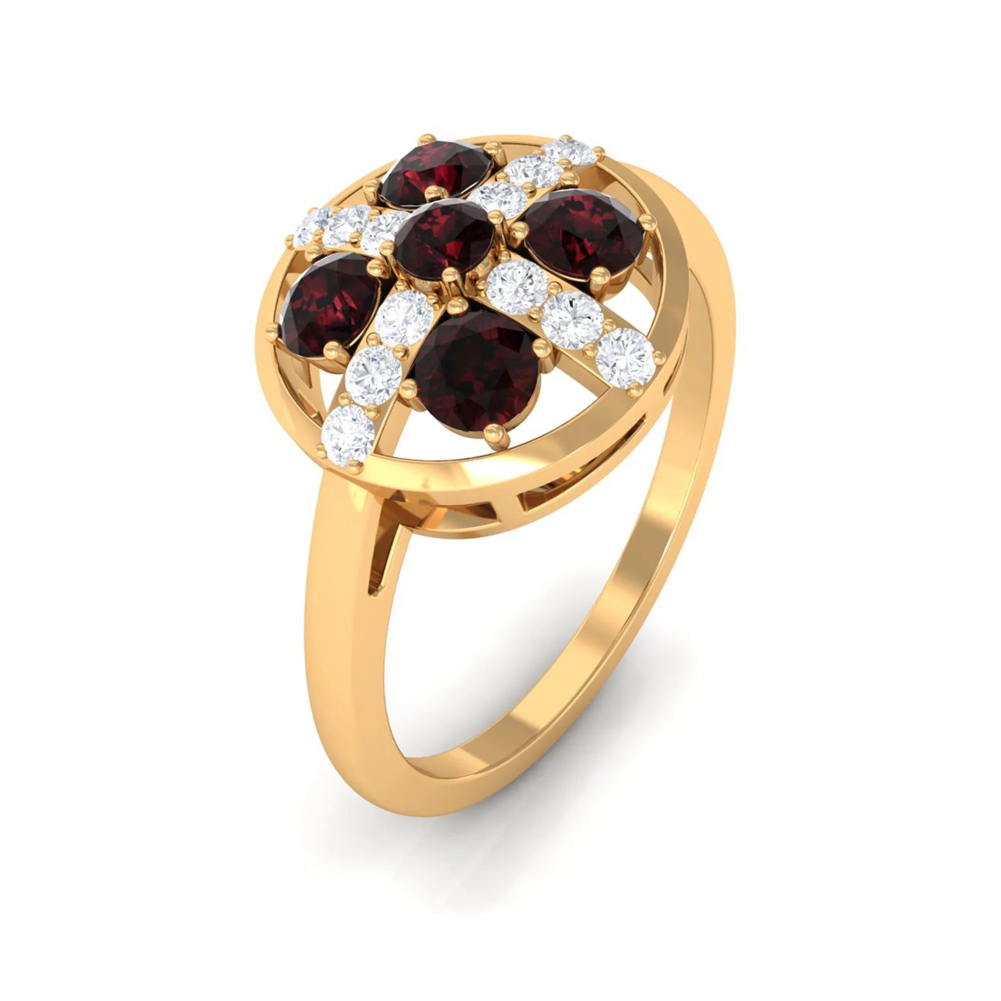 1 Carat Contemporary Garnet and Diamond Promise Ring