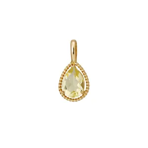 10K Lemon Quartz Drop Necklace Charm (Yellow Gold)