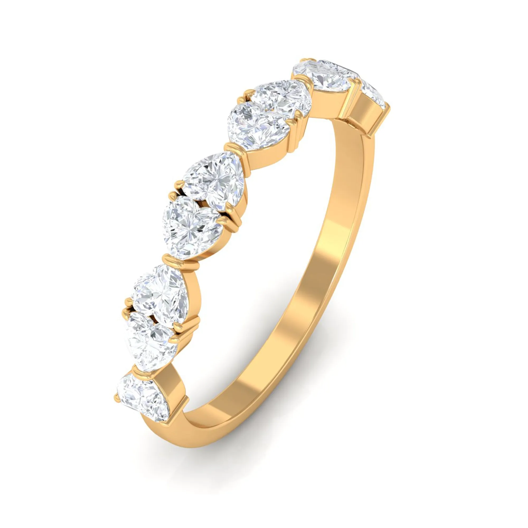 1.25 CT Certified Moissanite Heart Half Eternity Ring
