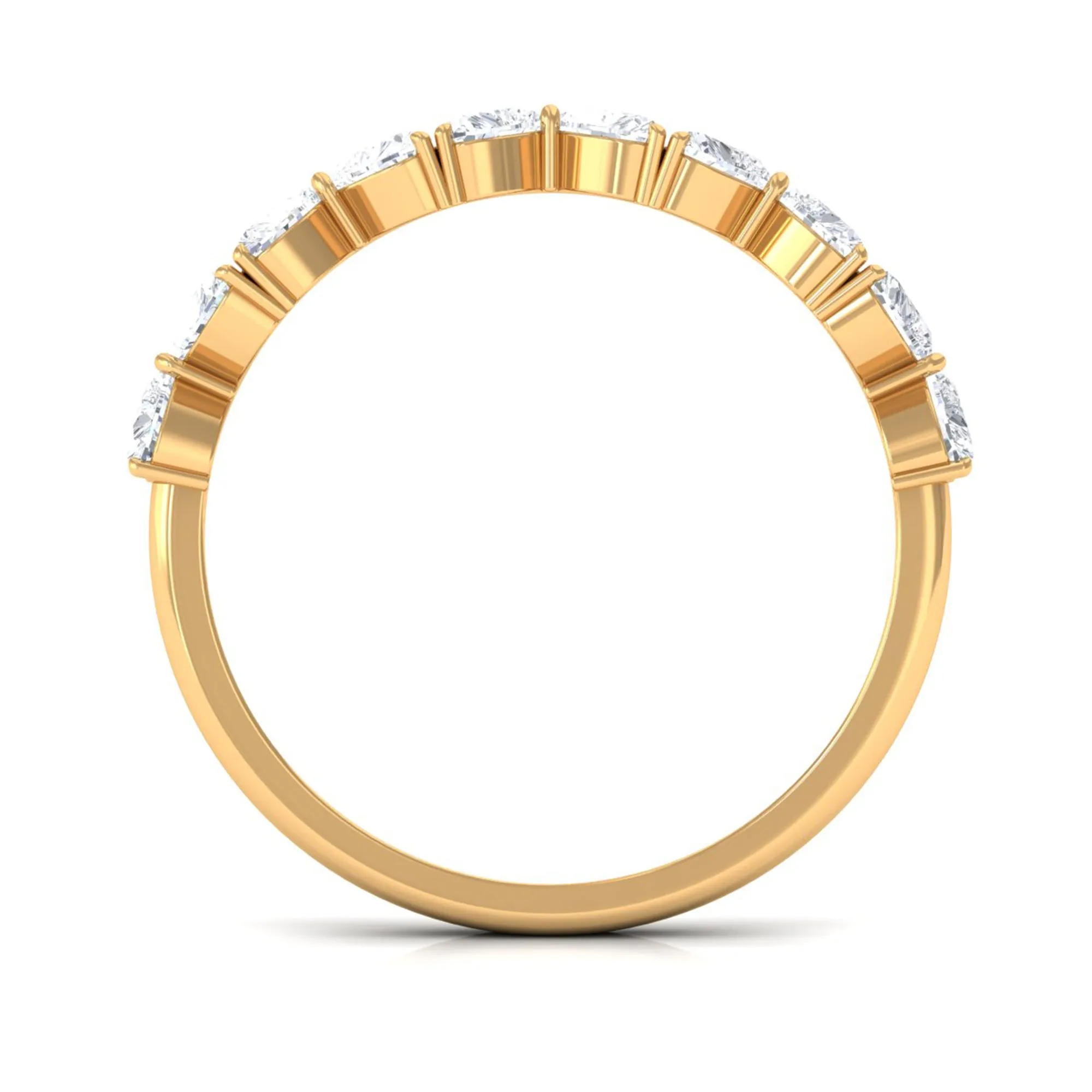 1.25 CT Certified Moissanite Heart Half Eternity Ring