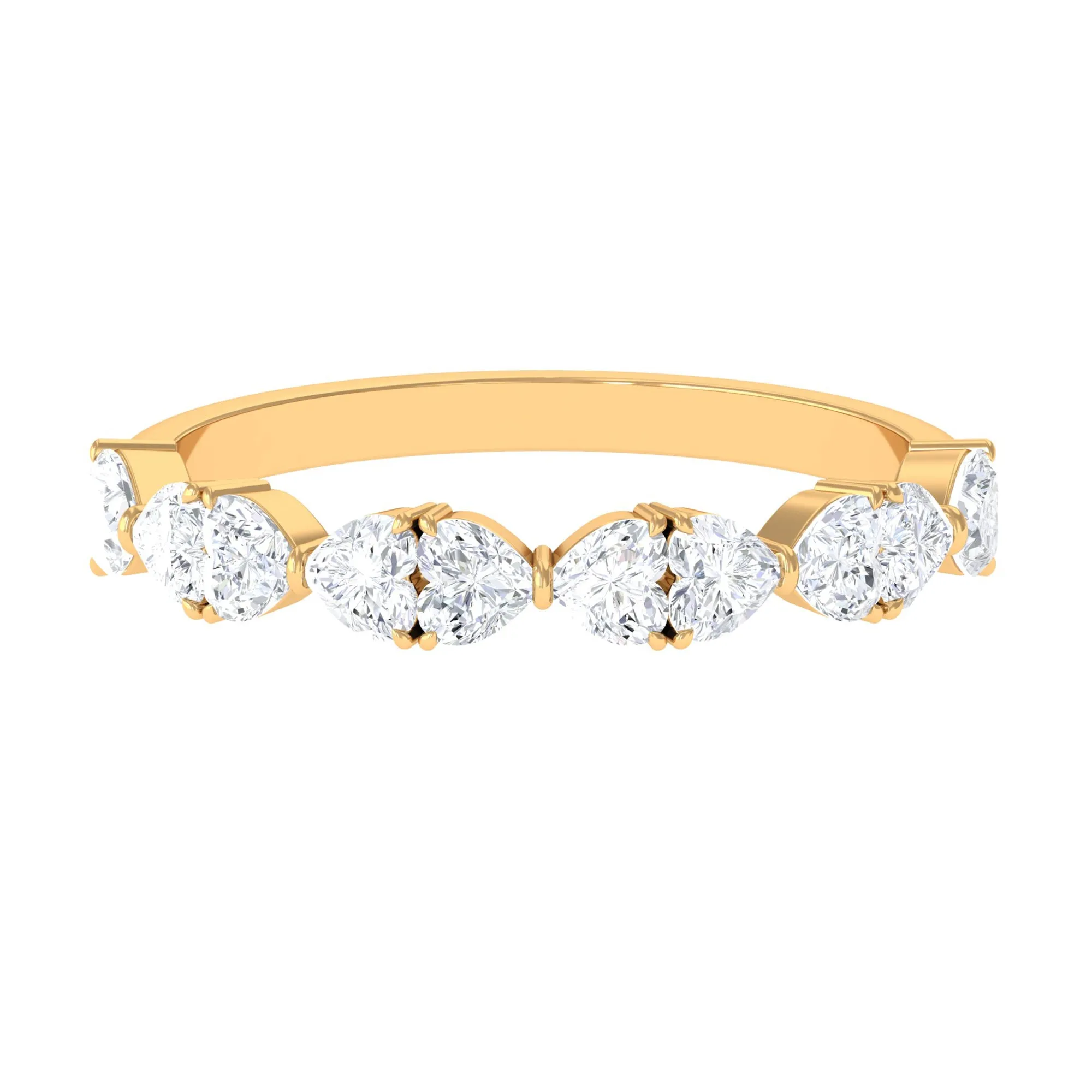 1.25 CT Certified Moissanite Heart Half Eternity Ring