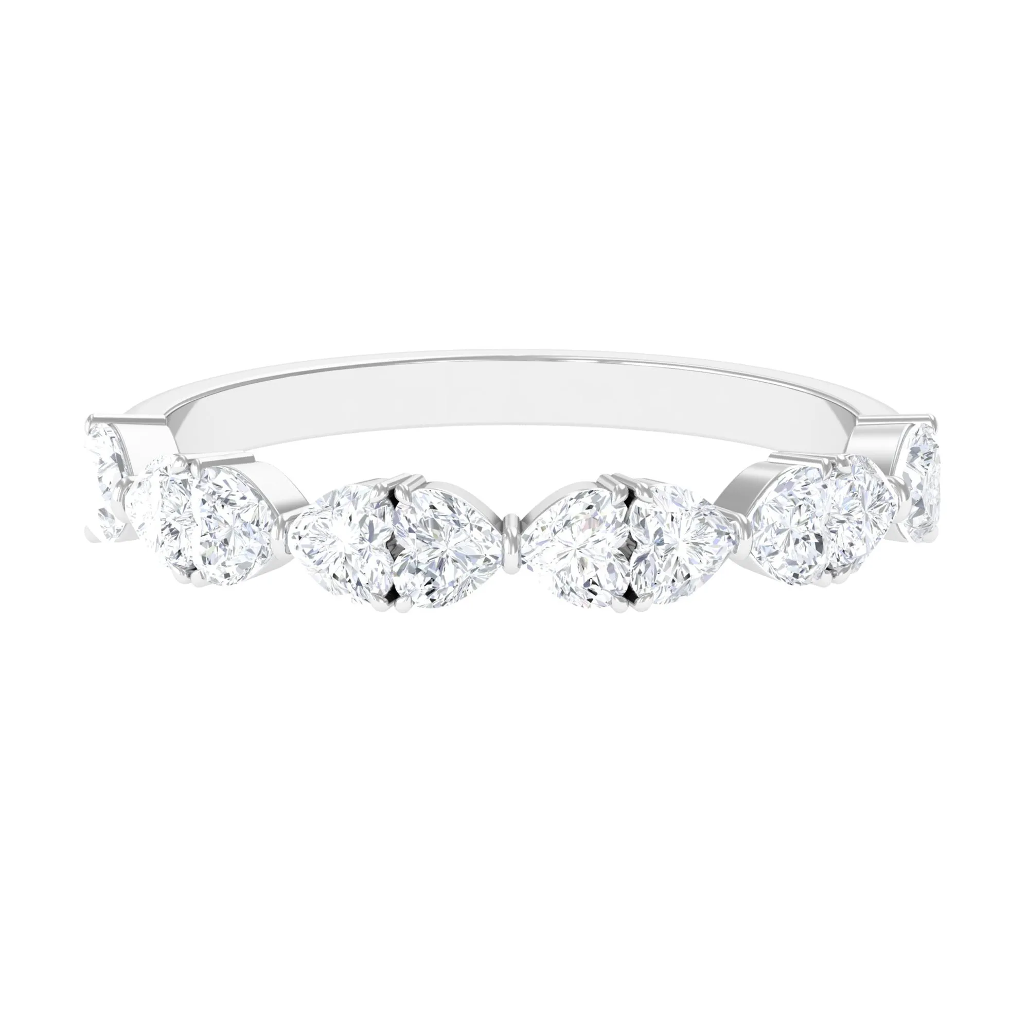 1.25 CT Certified Moissanite Heart Half Eternity Ring
