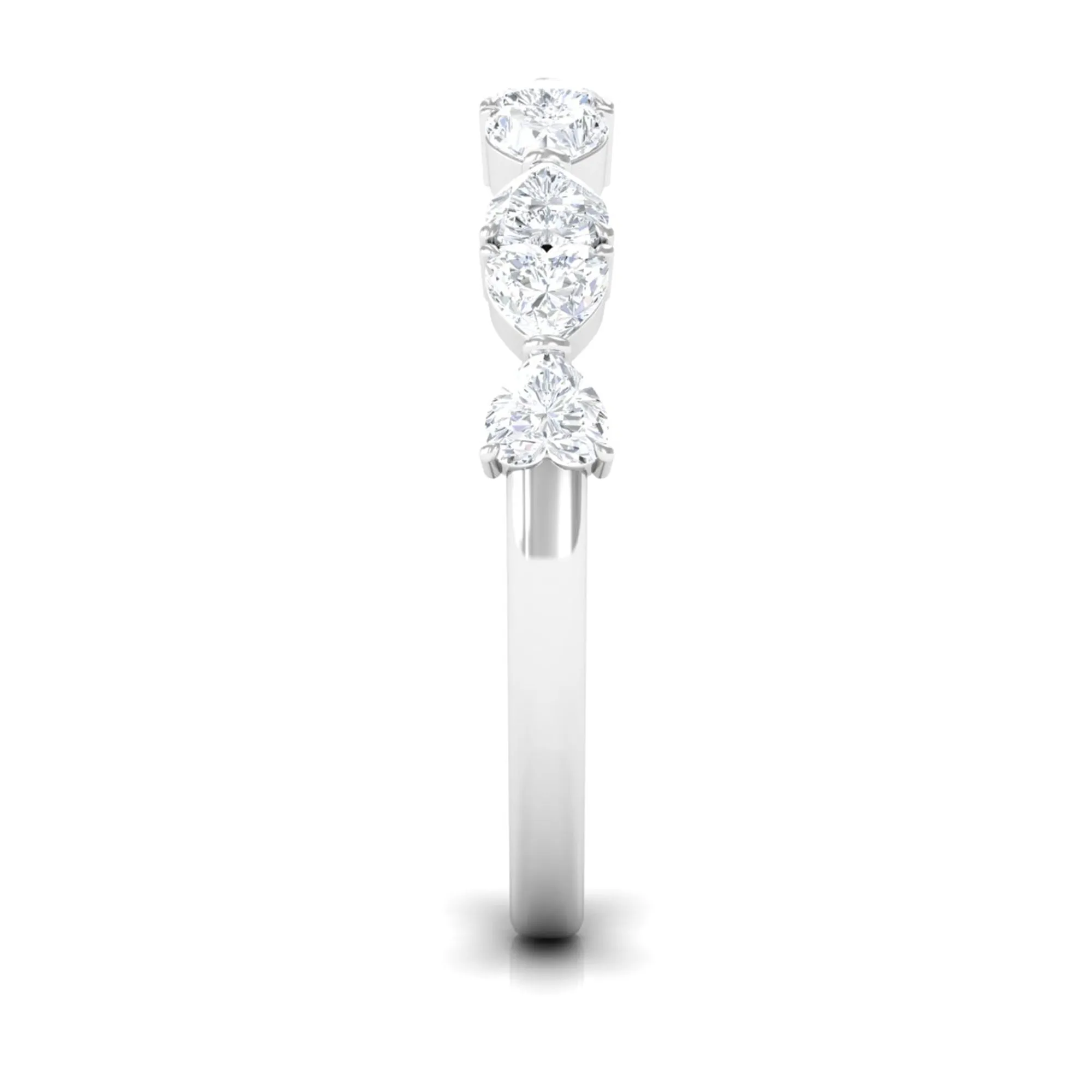 1.25 CT Certified Moissanite Heart Half Eternity Ring