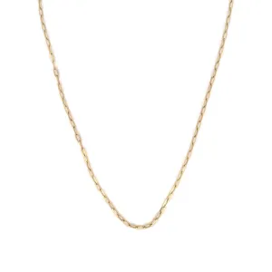 14K Gold Solid Paper Clip Diamond Clasp Necklace