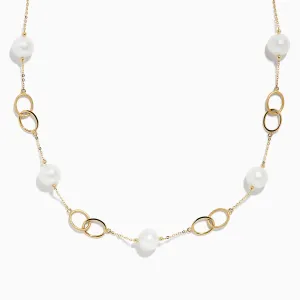 14K Yellow Gold Fresh Water Pearl Link Necklace