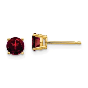 14k Yellow Gold Garnet Earring