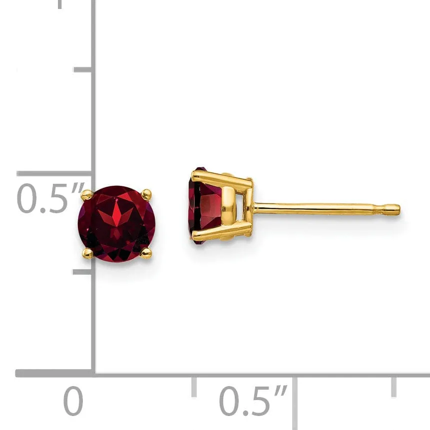14k Yellow Gold Garnet Earring