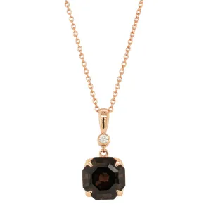 18ct Rose Gold Smoky Quartz & Diamond Octavia Pendant