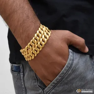 2 Line Exciting Design High-Quality Gold Plated Pokal Bracelet for Men - Style B842