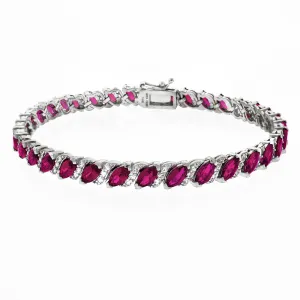20.00 Ct Genuine Pink Topaz ine Bracelet embellished With Crystals In 18k White Gold Filled
