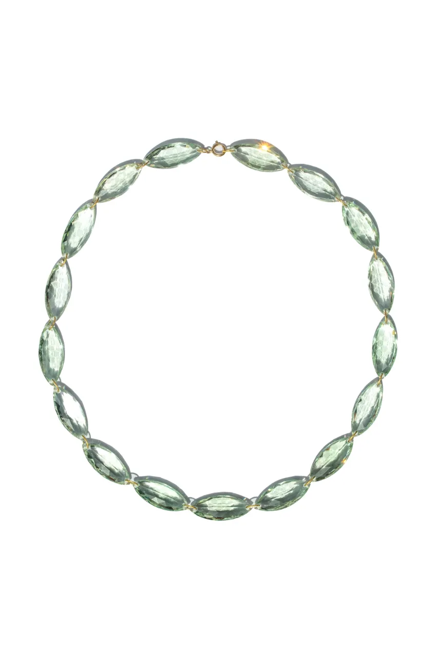 20K Yellow Gold 17" Green Quartz Marquise Necklace