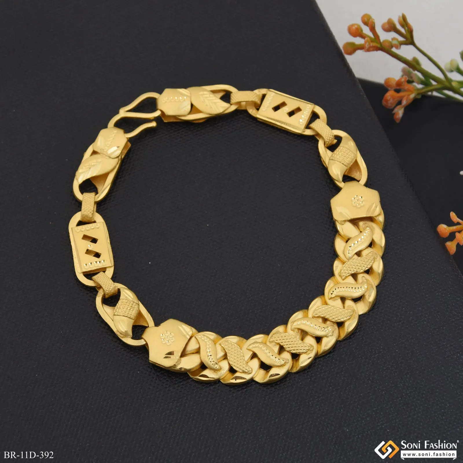 3 In 1 Fabulous Design Gold Plated Pokal Bracelet for Men - Style D392