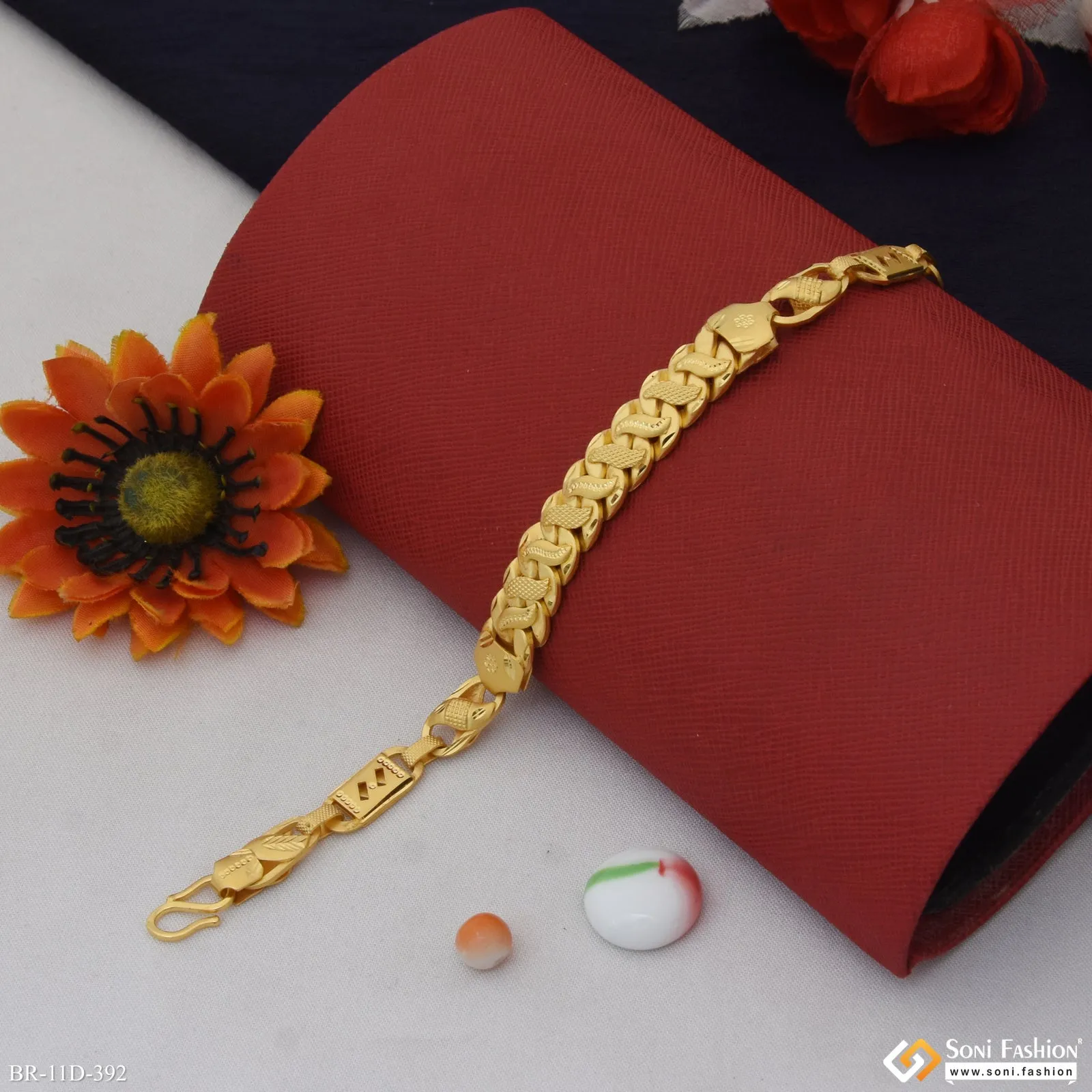 3 In 1 Fabulous Design Gold Plated Pokal Bracelet for Men - Style D392