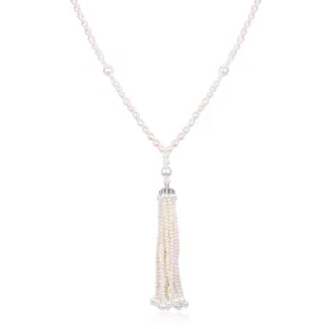 36 Inches Crown Tassel Pearl Necklace
