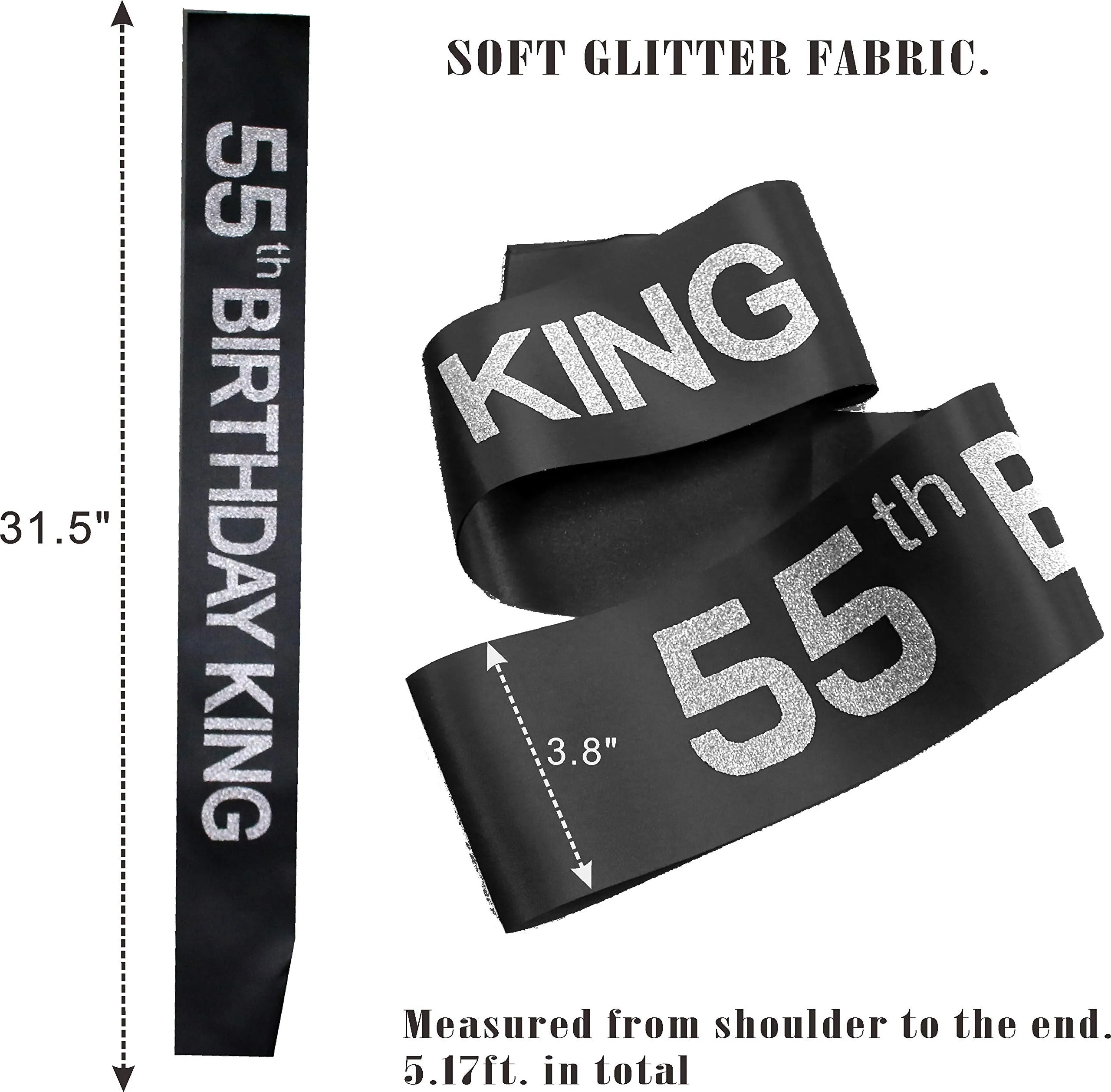 55th Birthday King Crown,55th Birthday Gifts for Men, 55th Birthday King Sash, 55th