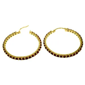 6 Carat 14K Solid Yellow Gold Alana Garnet Hoop Earrings