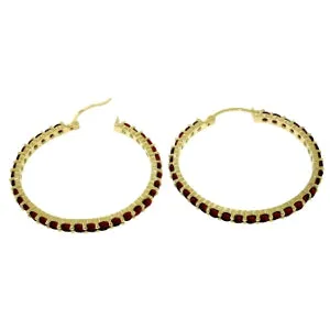 6 Carat 14K Solid Yellow Gold Alana Garnet Hoop Earrings