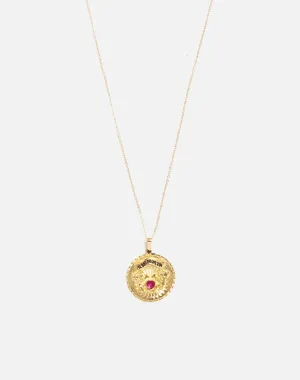 80s 18k Ruby French Pendant on 14k Chain - #32