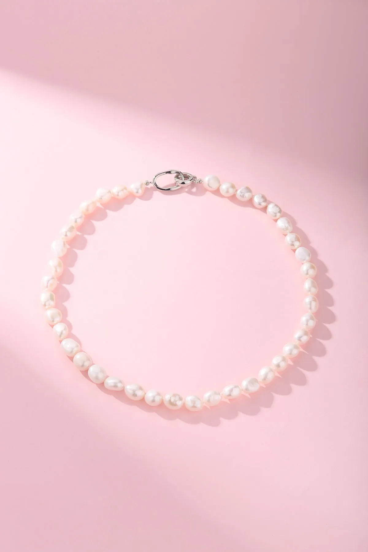 9-10mm White Baroque Pearl Necklace