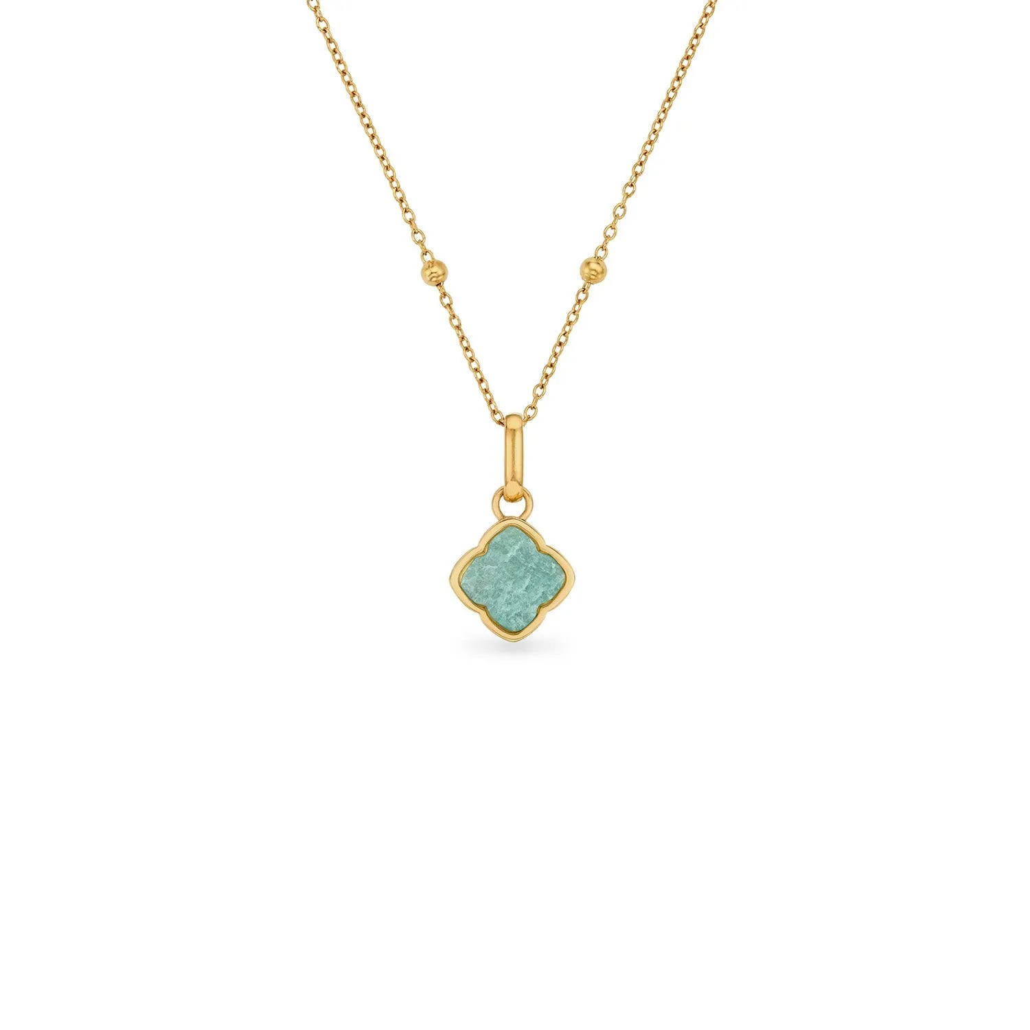 Amazonite Clover Necklace (Gold)