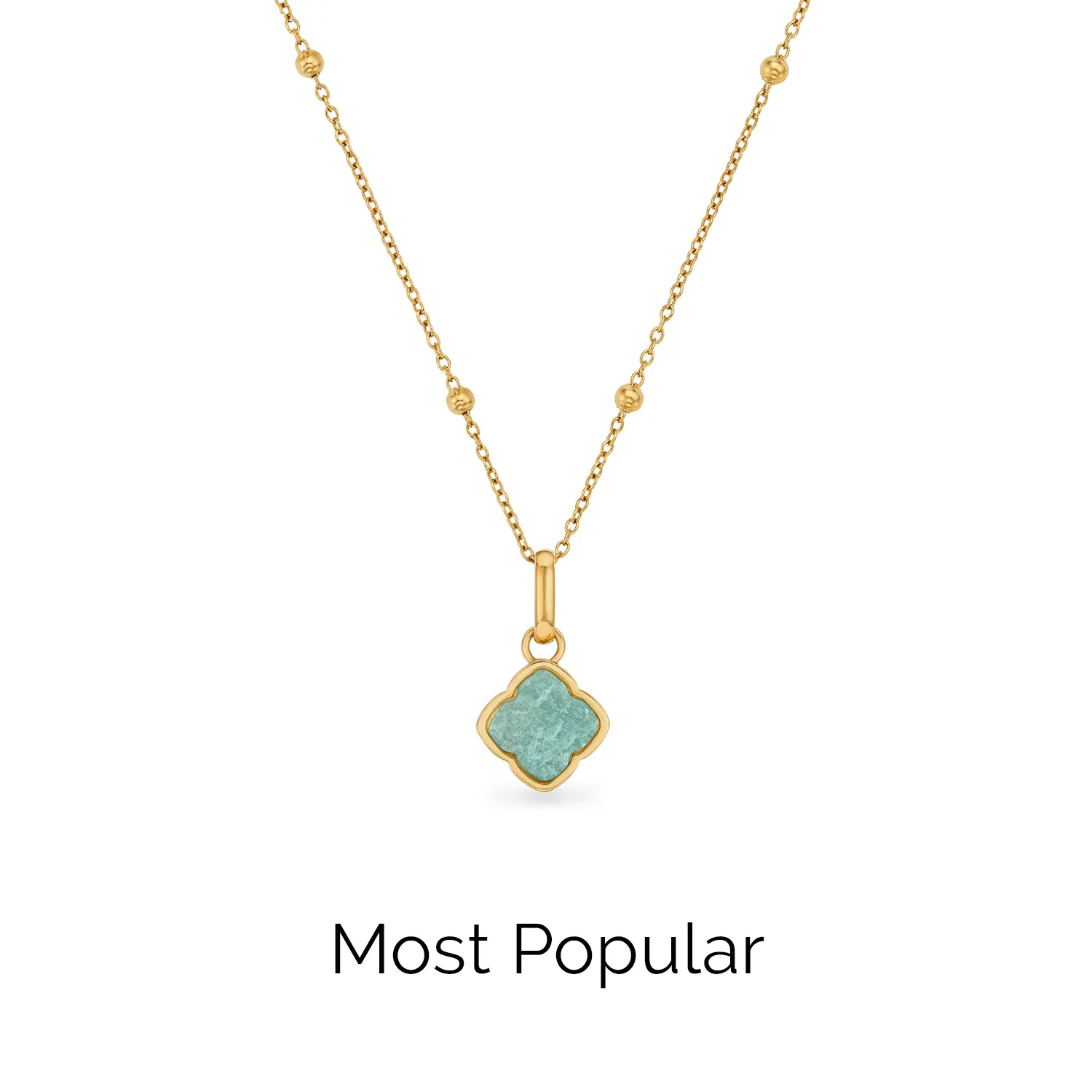 Amazonite Clover Necklace (Gold)