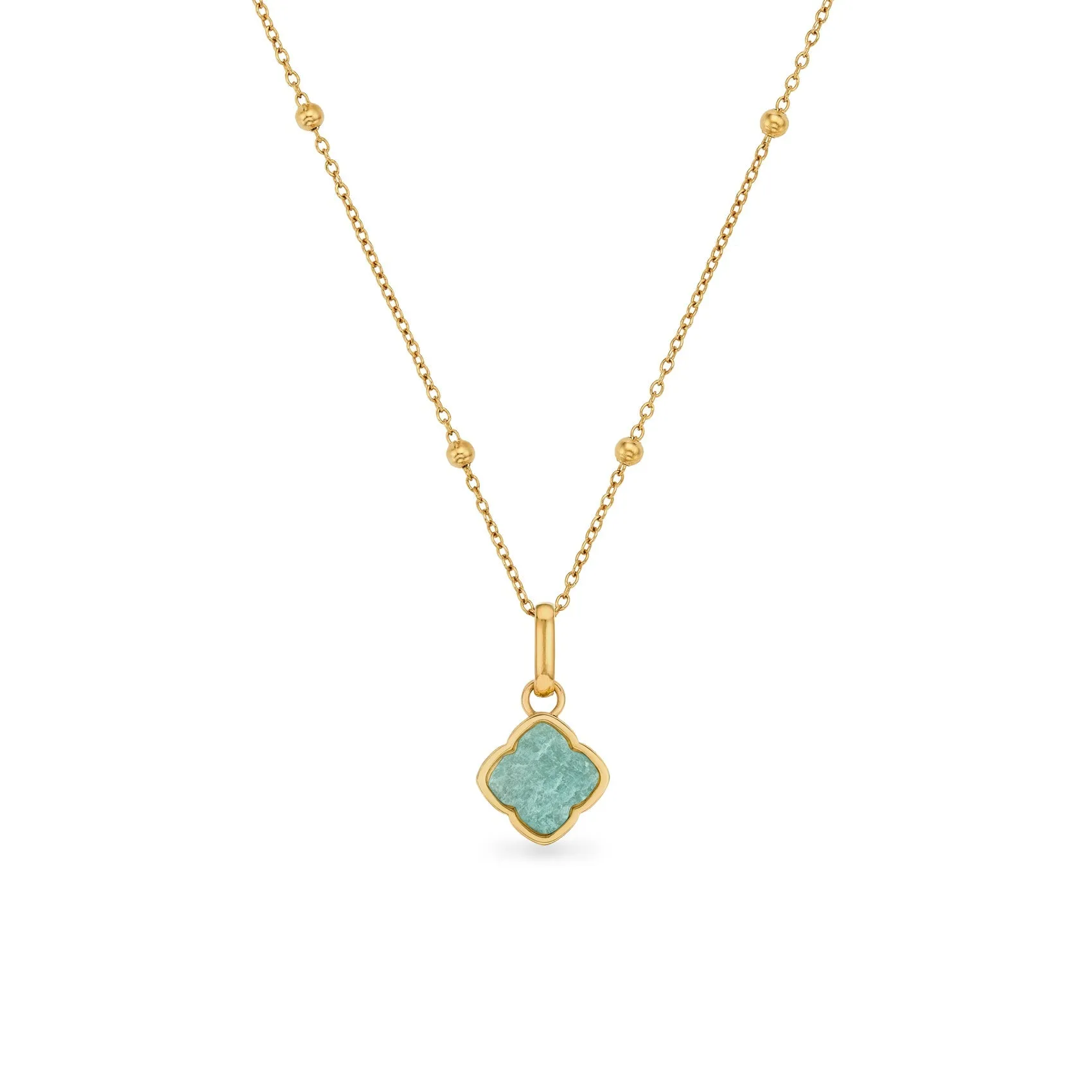 Amazonite Clover Necklace (Gold)