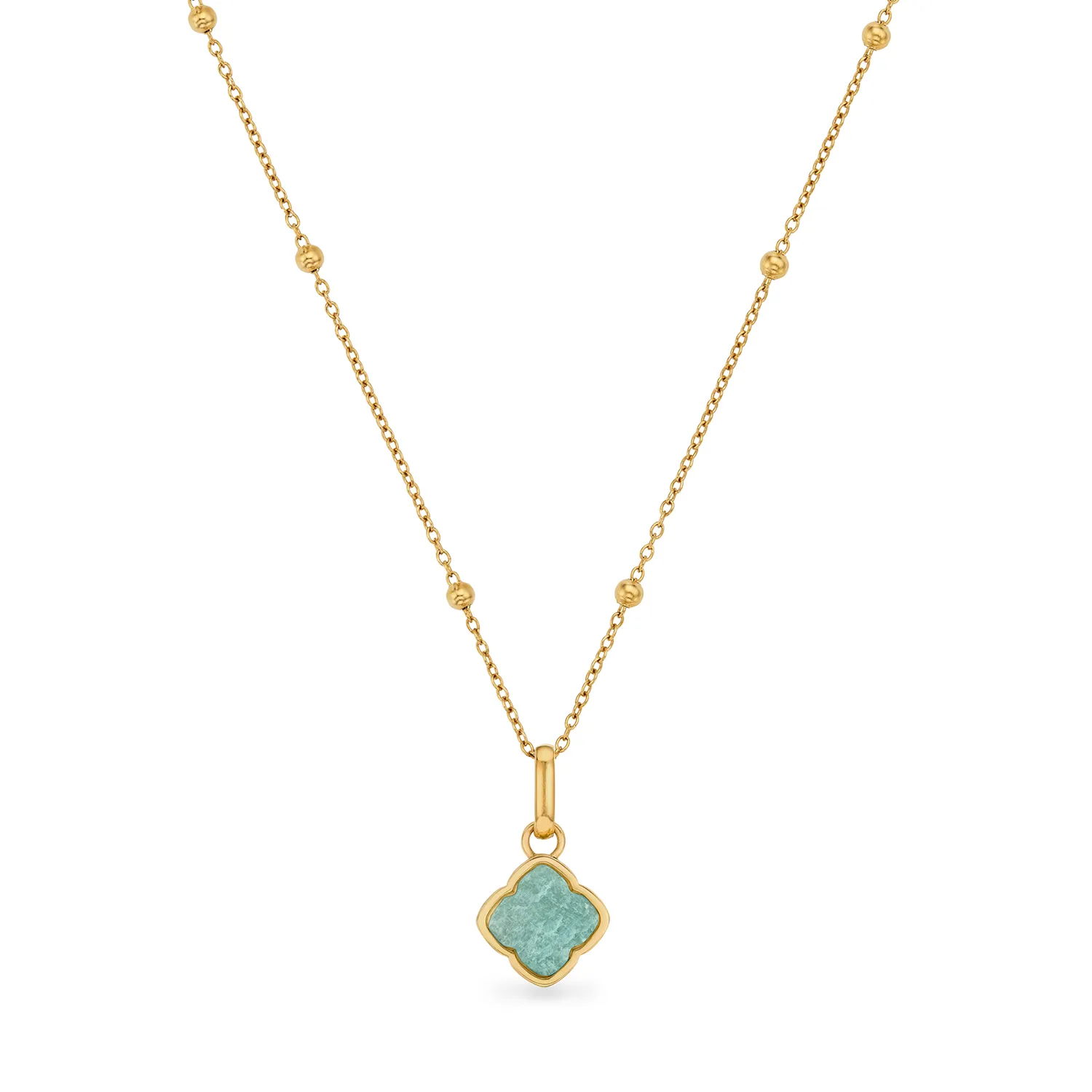 Amazonite Clover Necklace (Gold)