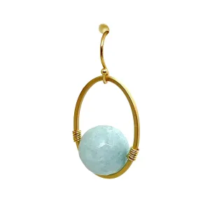 Amazonite Jade And Matte Gold Oval Wrap Earrings