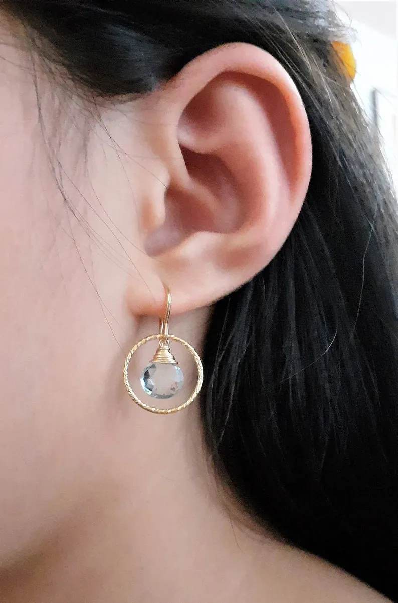 Aquamarine Hoop Earrings