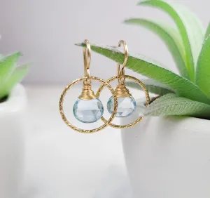 Aquamarine Hoop Earrings