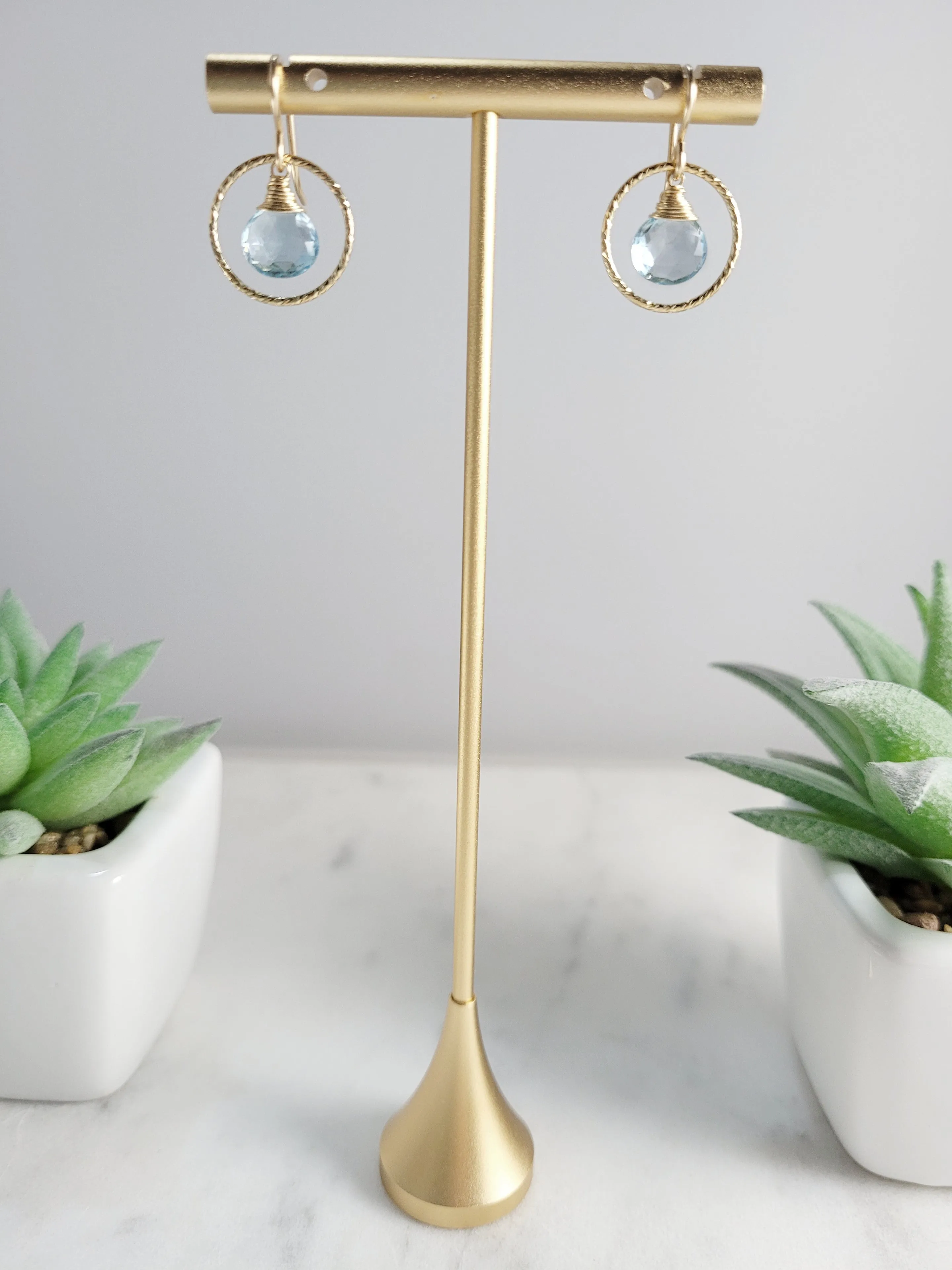 Aquamarine Hoop Earrings