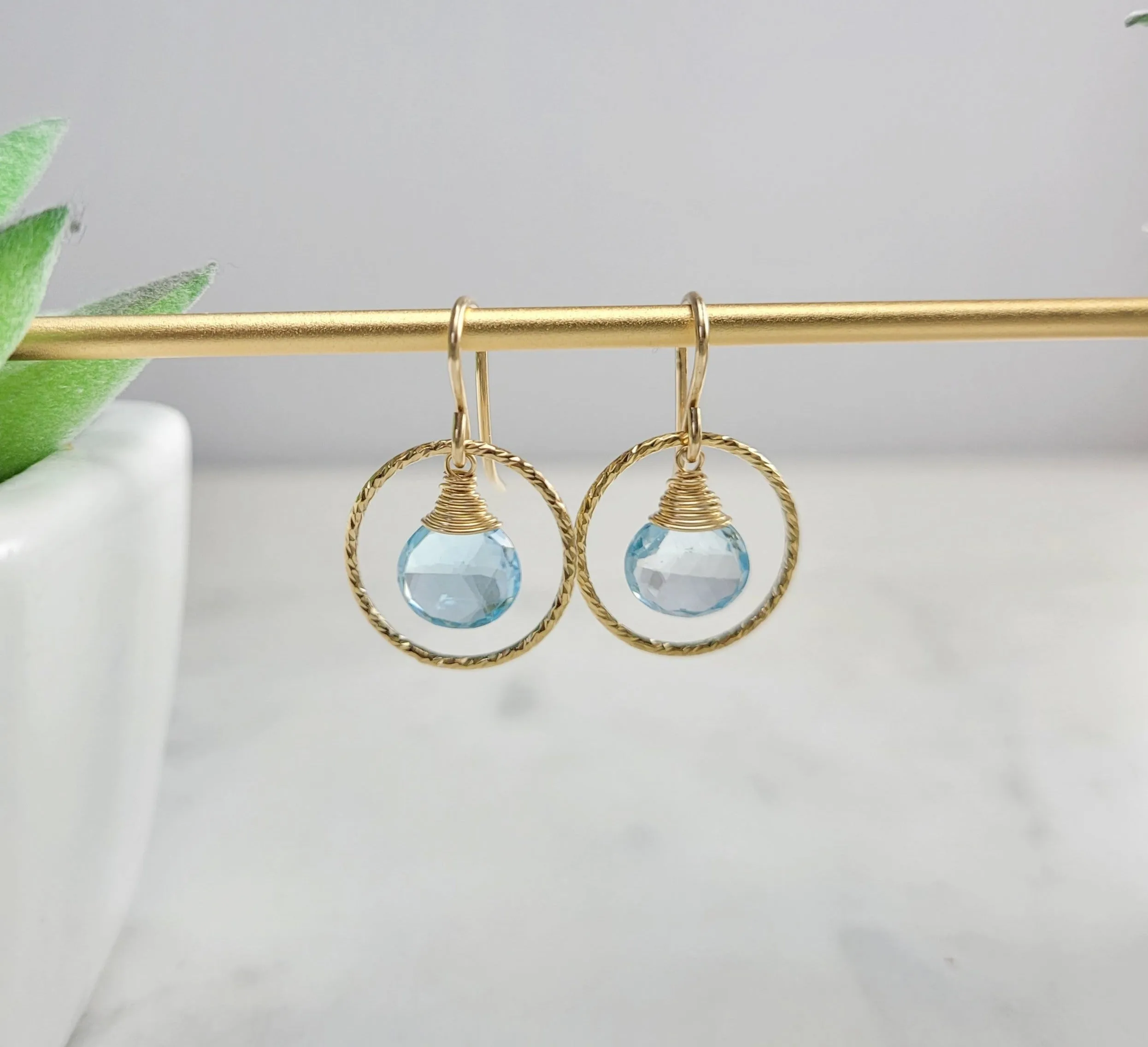 Aquamarine Hoop Earrings