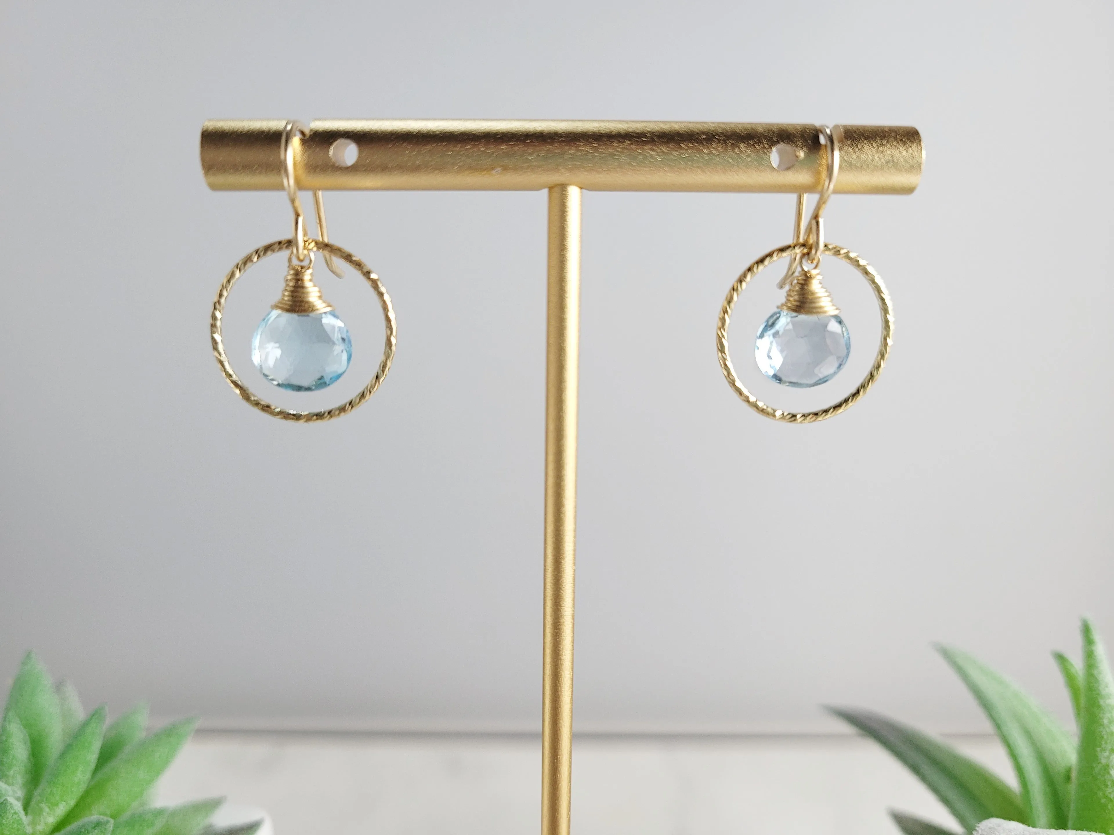Aquamarine Hoop Earrings
