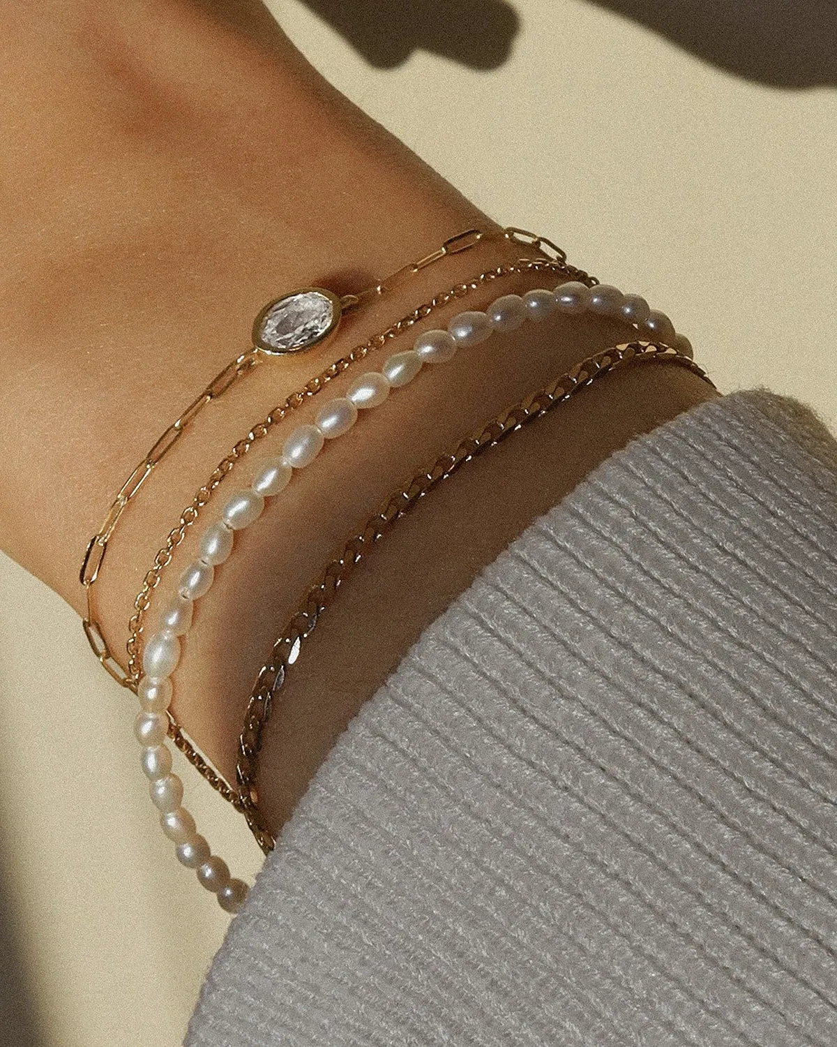 Bezel Oval Bracelet | White Topaz & Silver