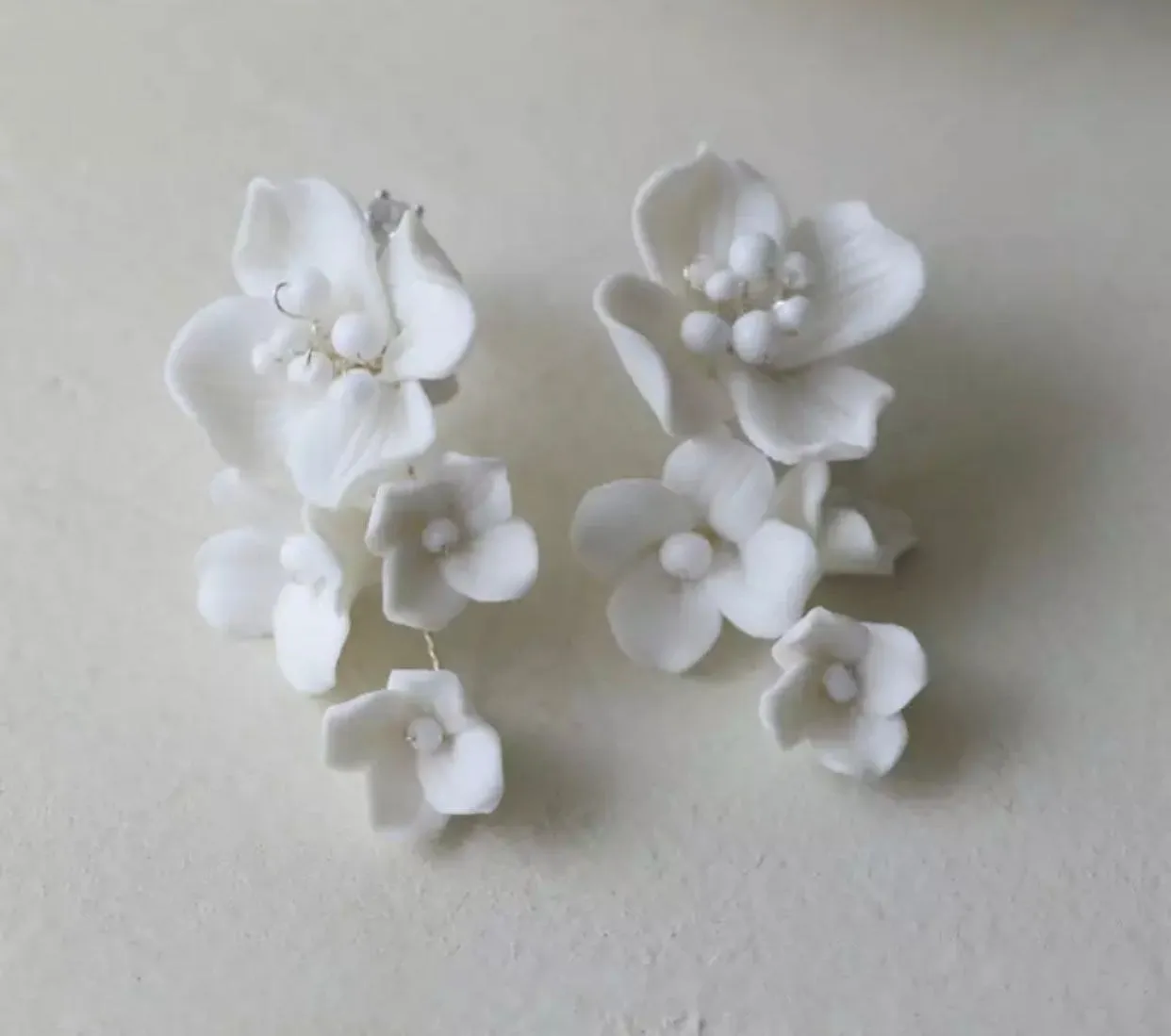 BIANCA White Porcelain Floral Earrings