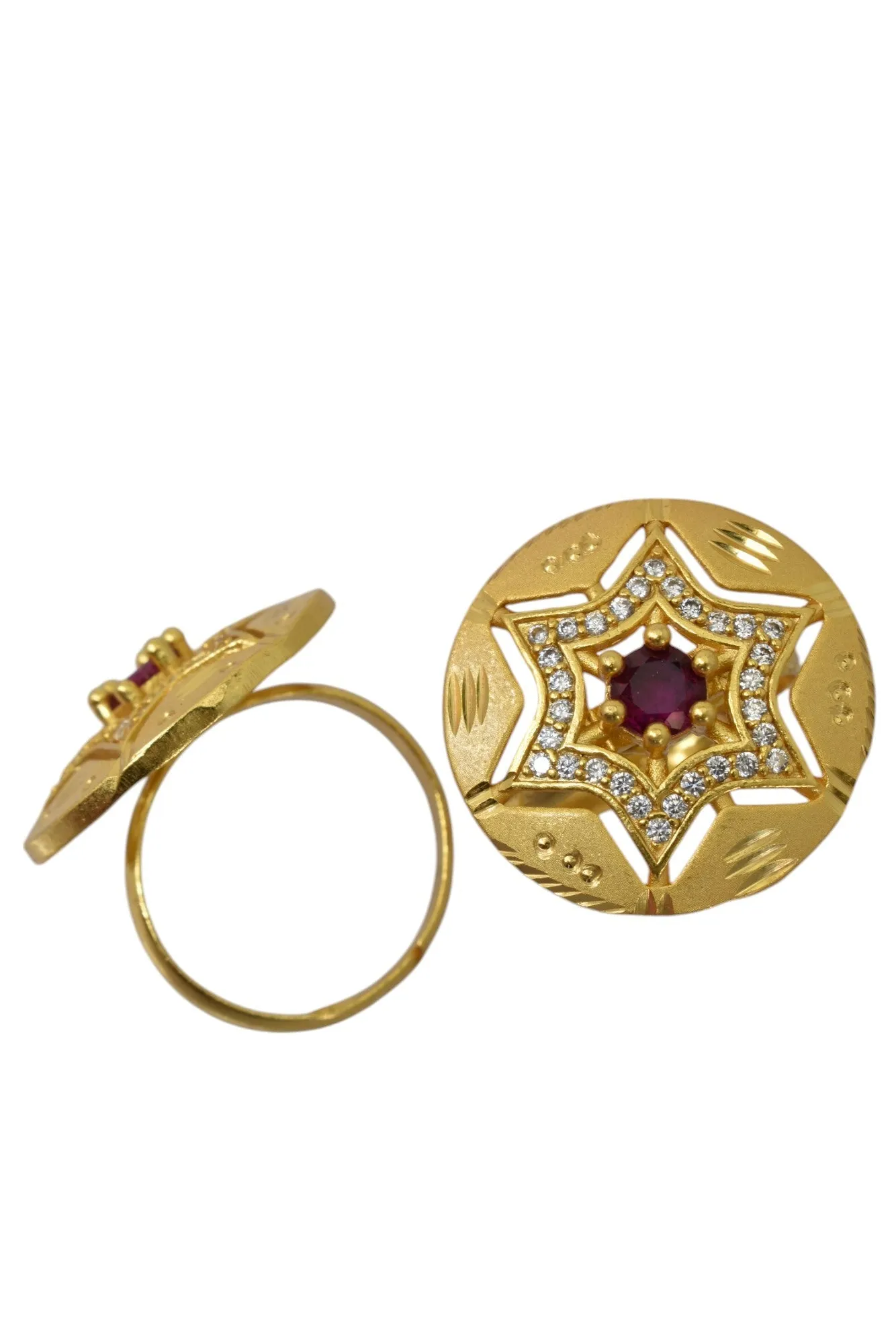 Big partywear cocktail look Gold-Plated Adjustable Stylish ring