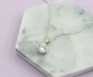 Brilliant White Topaz Solitaire Necklace
