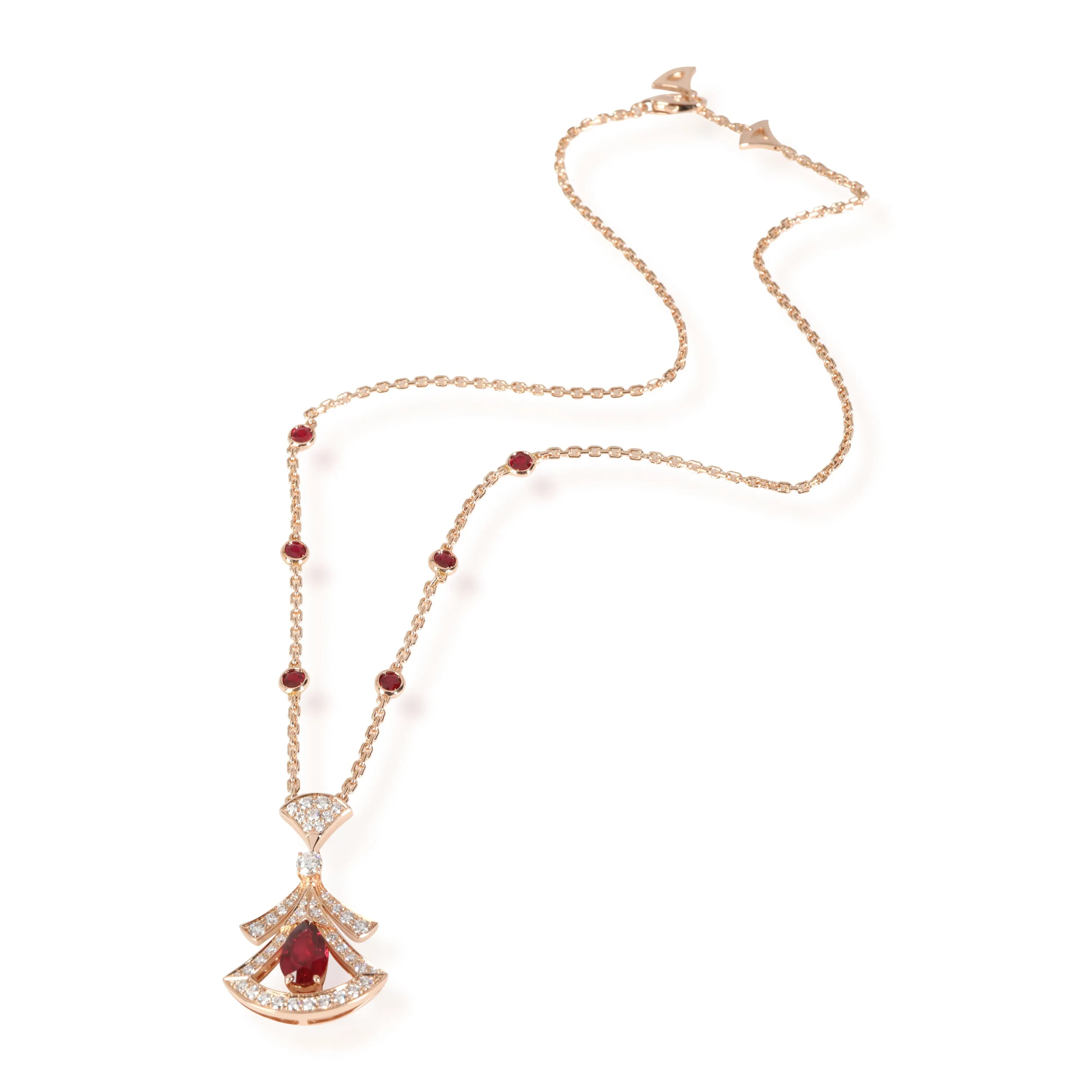 Bvlgari Divas Dream Ruby Diamond Necklace in 18k Rose Gold 0.86 CTW