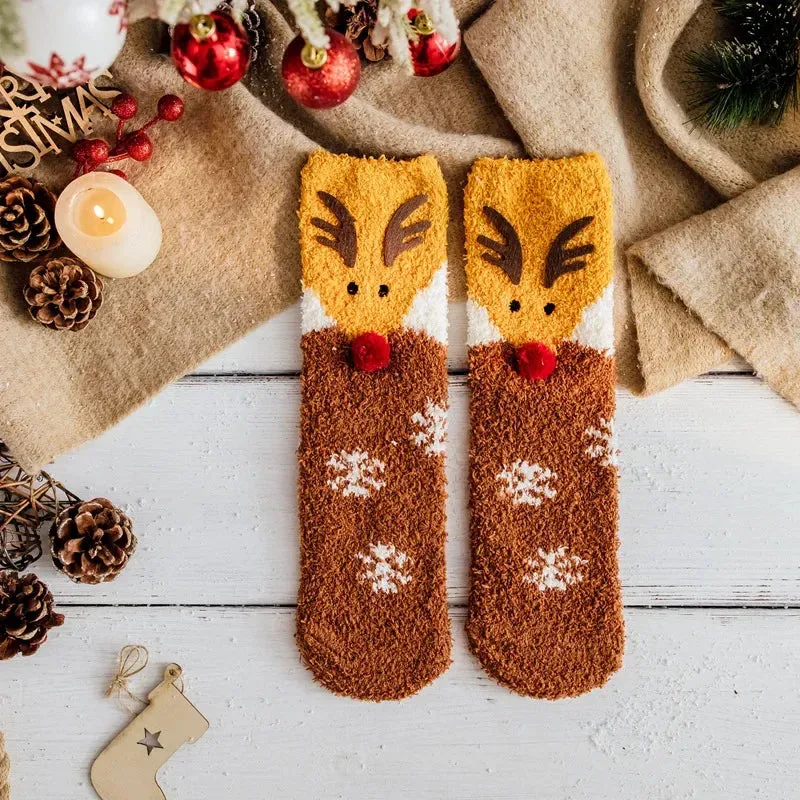 Christmas Coral Fleece Short Socks