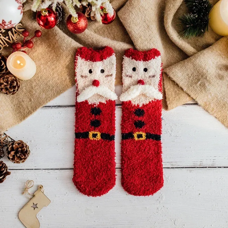 Christmas Coral Fleece Short Socks