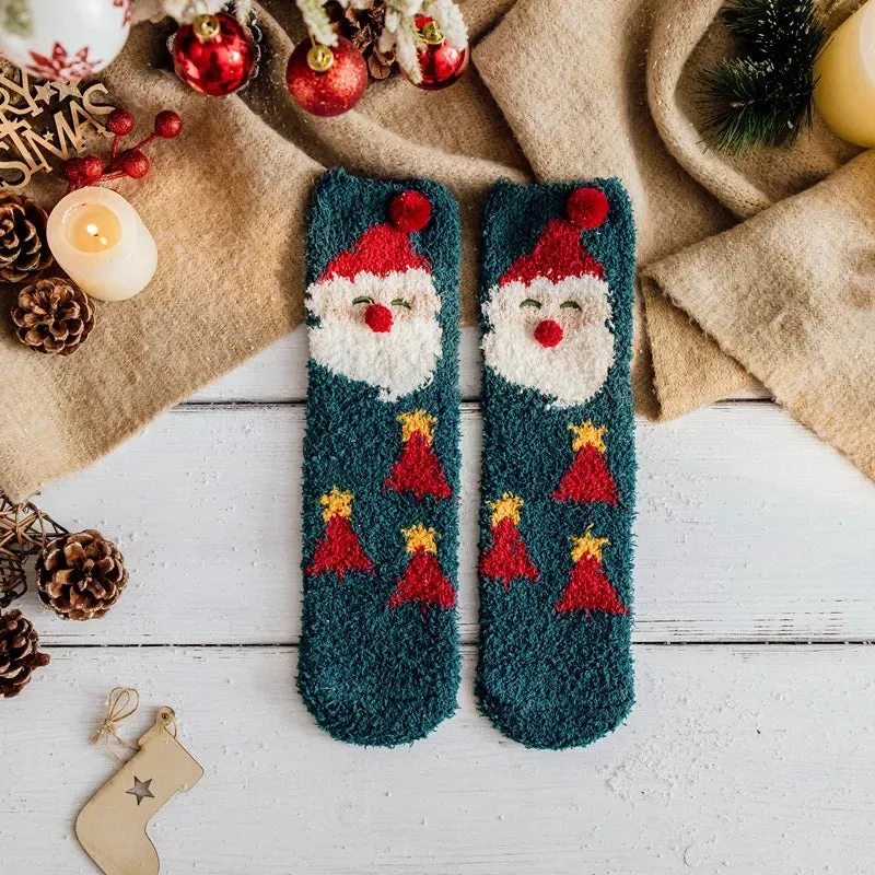 Christmas Coral Fleece Short Socks