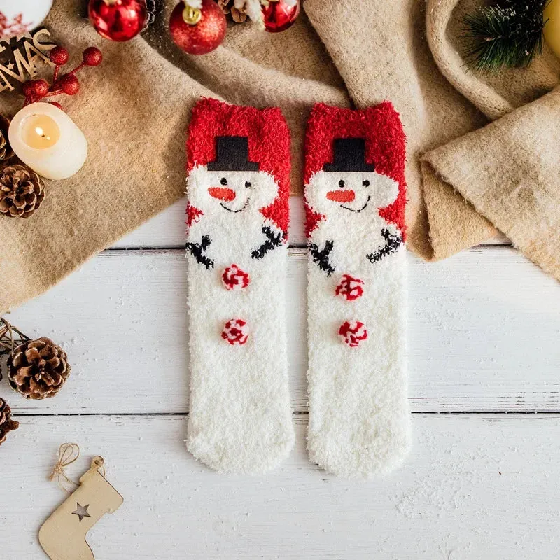 Christmas Coral Fleece Short Socks