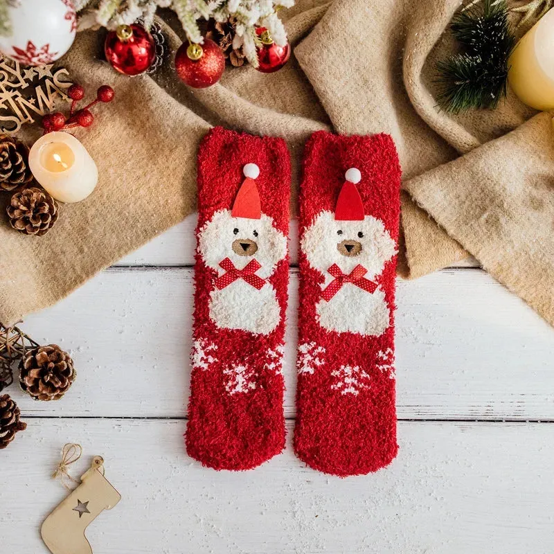 Christmas Coral Fleece Short Socks