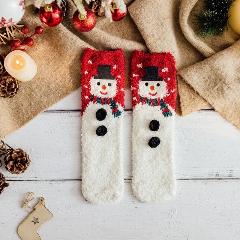 Christmas Coral Fleece Short Socks