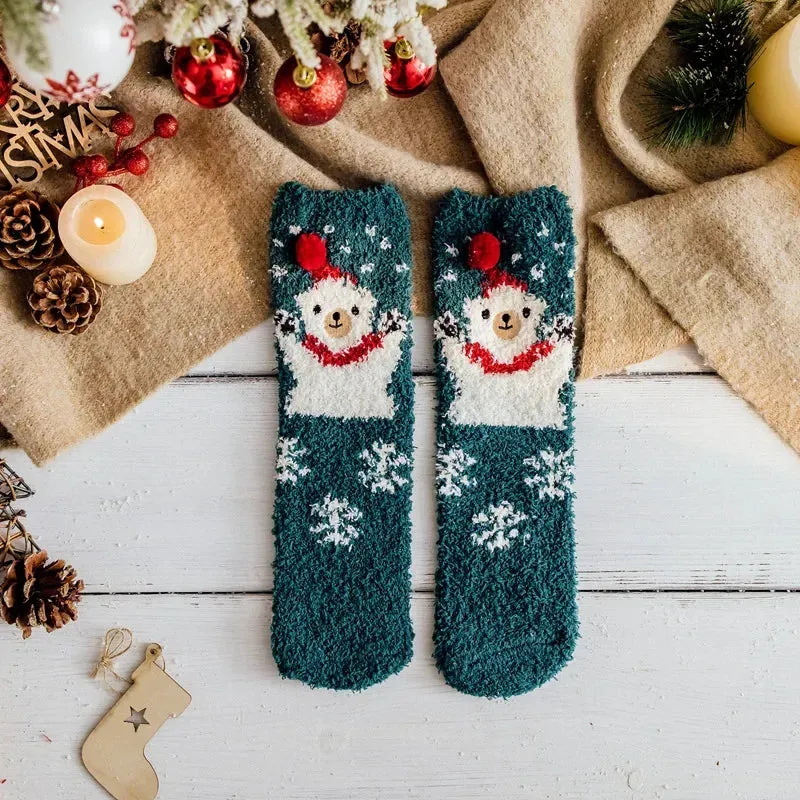 Christmas Coral Fleece Short Socks