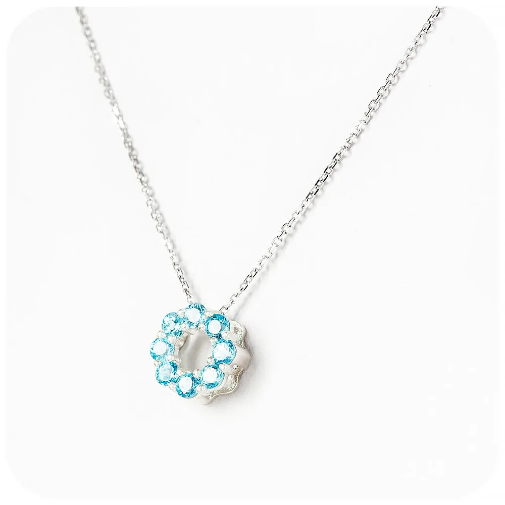 Circle of Life Necklace - Swiss Blue Topaz
