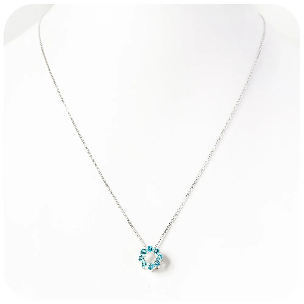 Circle of Life Necklace - Swiss Blue Topaz
