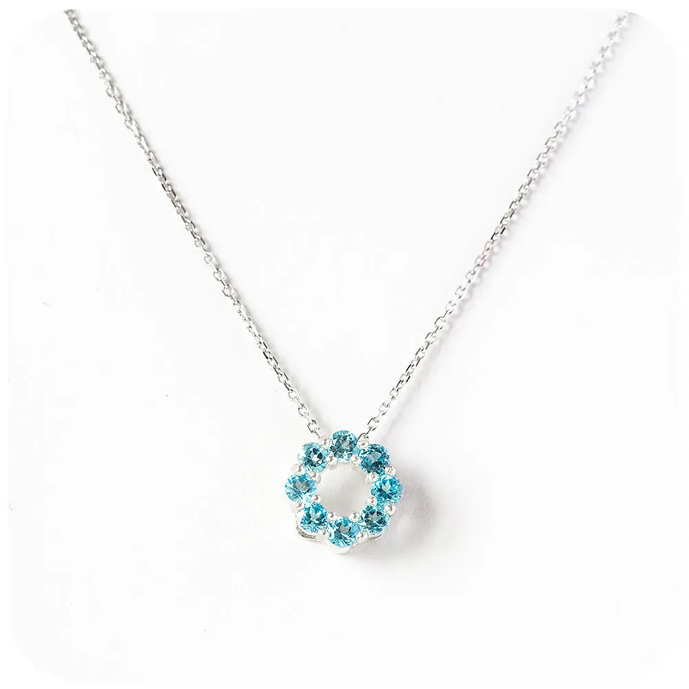 Circle of Life Necklace - Swiss Blue Topaz