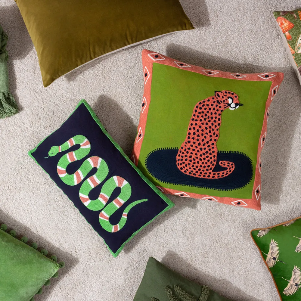 Coral Snake Cushion Lime